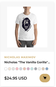 Nicholas The Vanilla Gorilla Maximov Men's T-Shirt, Black Logo
