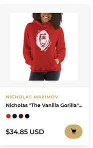 Nicholas The Vanilla Gorilla Maximov Women's Hoodie, White Logo