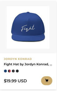 FIGHT HAT BY JORDYN KONRAD, WHITE LOGO