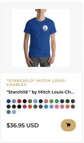 "STARCHILD " BY MITCH LOUIS-CHARLES MEN'S T-SHIRT, WHITE LOGO