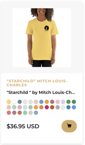 "STARCHILD " BY MITCH LOUIS-CHARLES WOMEN'S T-SHIRT, BLACK LOGO