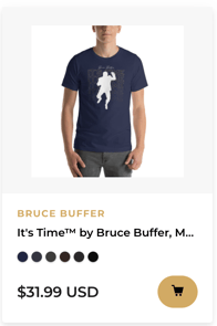 IT'S TIME™ BY BRUCE BUFFER, MEN'S T-SHIRT, WHITE AND GOLD LOGO