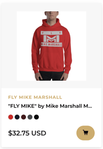 "FLY MIKE" BY MIKE MARSHALL MEN'S HOODIE, WHITE LOGO
