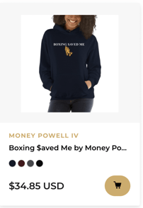 BOXING $AVED ME BY MONEY POWELL, WOMEN'S HOODIES, WHITE LOGO