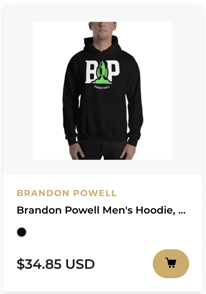 Brandon Powell Men's Hoodie, White Logo