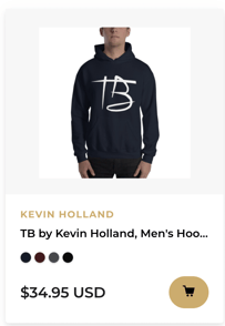 TB BY KEVIN HOLLAND, MEN'S HOODIE, WHITE LOGO