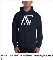 AHMAN “BATMAN” GREEN MEN'S HOODIE, WHITE LOGO